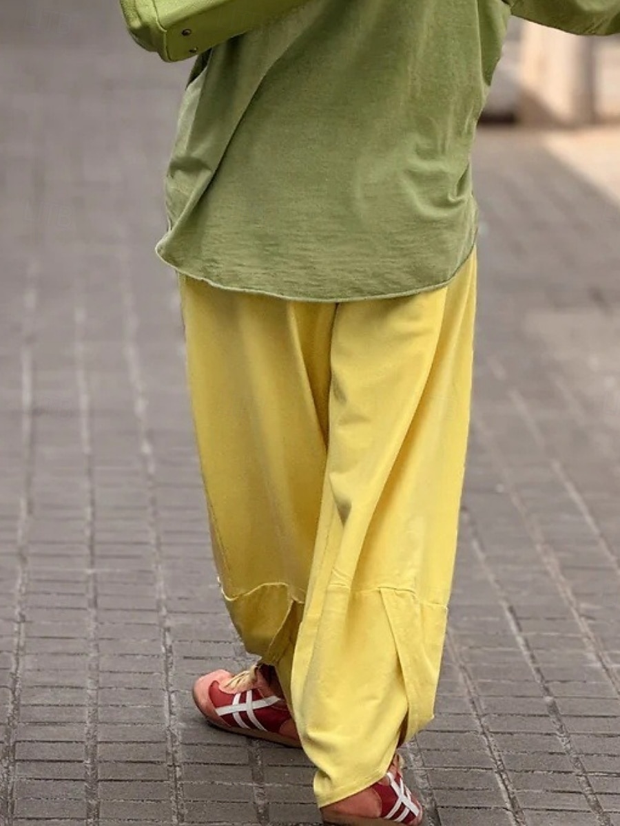 Per donna Chinos Vacanza Moda Streetwear Lunghezza intera Vita Alta Semplice Tasca Fascia Elastica Comodo Morbido Confortevole Micro-elastico All'aperto Streetwear Giallo Rosa Grigio Estate Primavera del 2025 a $26.99 –P5