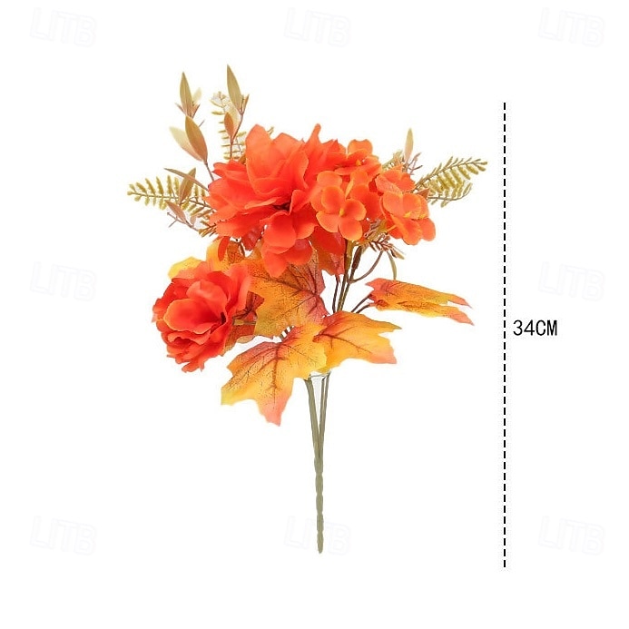 1 ramo de flores artificiales de otoño, corona de calabaza con hojas de arce para Acción de Gracias, arreglo decorativo para el hogar otoñal de Halloween 2025 - $8.99 –P8