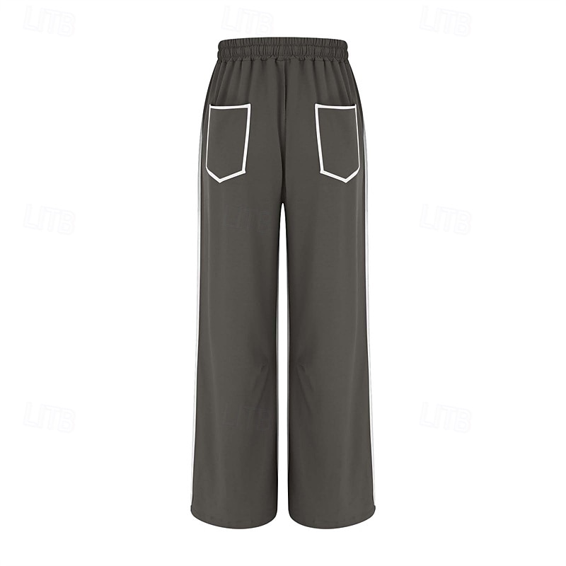 Dame Joggebukser Bukser Rett Fritid Treningsklær Lang Middels midje Lapper Lomme Elastisk snordesign Høyt snitt Pusteevne Myk Mikroelastisk Feriereise Gate Dagligdagstøy Svart Militærgrønn Navybl 2025 - $20.99 –P16