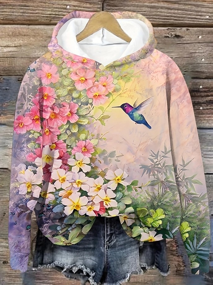 Femmes Sweat à capuche Fleuri Animal Papillon Élégant ancien Rétro manche longue À capuche Hauts Réguliers Rue Tenue Quotidienne Imprimé Rose Claire Bleu Printemps Automne Hiver de 2025 ? $24.99 –P4