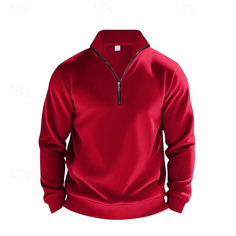 Men's Sweatshirt Quarter Zip Sweatshirt Apricot Black White Wine Red Half Zip Plain Sports & Outdoor Daily Holiday Polyester Streetwear Basic Casual Summer Spring Clothing Apparel Hoodies Sweatshirts  2026 - $28.99 –P20