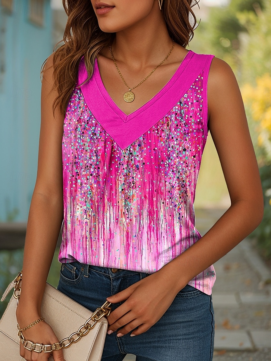Dame Camisole Tank Top Blomstret Grafisk Årgang Stilfull Fritid Ermeløs V-hals Vanlige topper Daglig Trykt mønster Gul Rød Blå Lilla Grønn Sommer Vår 2025 - $23.99 –P6