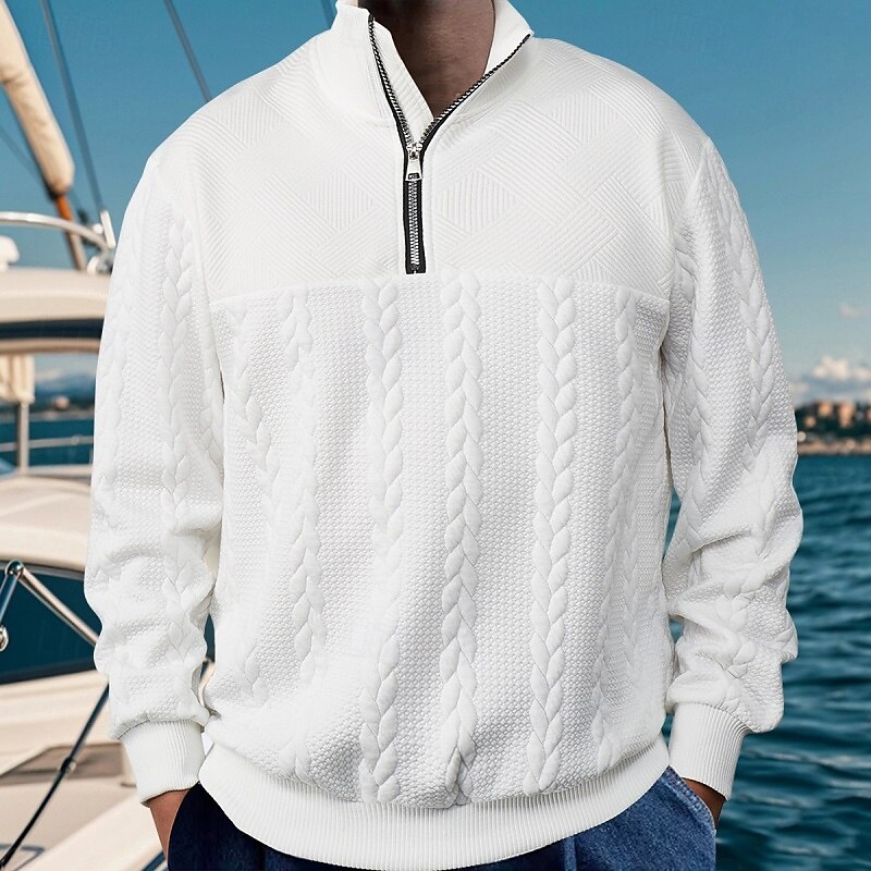 Per uomo Felpa con cappuccio e zip Felpa con zip Nero Bianco Blu marino Cachi Grigio chiaro Colletto Mao Semplice Zip a un quarto Casuale Quotidiano Ferie Streetwear Cool Casual Autunno & Inverno del 2025 a $31.99 –P3