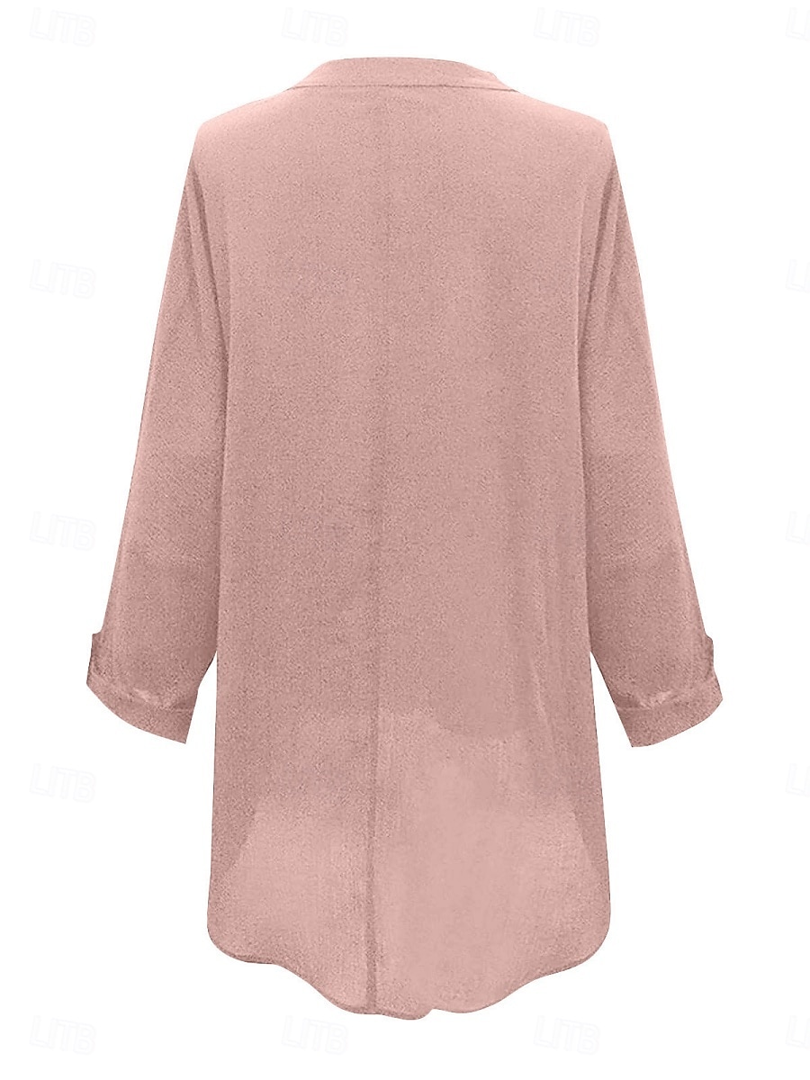Dames Katoenen linnen overhemden Bloemig Basic Casual Lange mouw Overhemdkraag Normale tops Dagelijks Afdrukken Blozend Roze Marineblauw Fuchsia Groen Zomer Herfst 2025 - $28.99 –P9