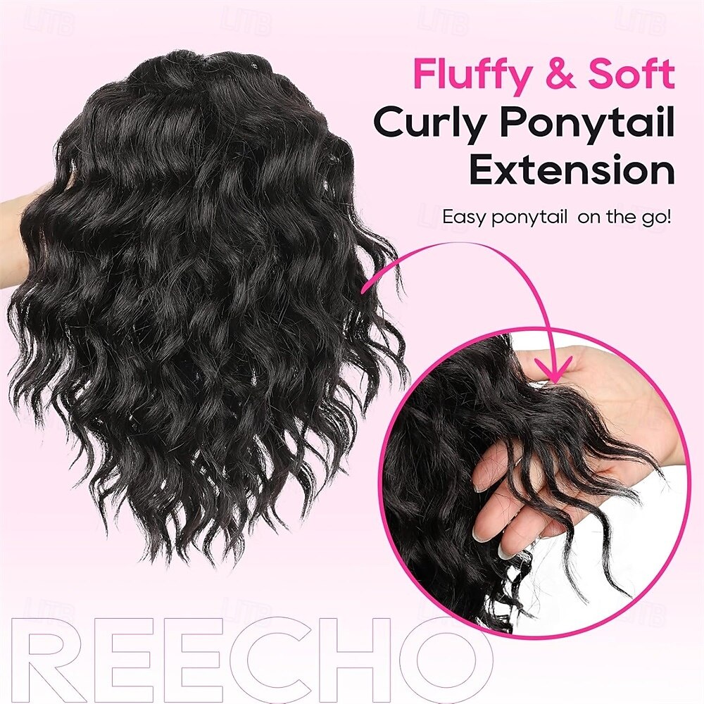 Ponytail Extension 10 Short Curly Claw Clip Ponytail Extension for Black Women Synthetic Fluffy Soft Wavy Pony Tails Hair Extensions Natural Black 2025 - $11.49 –P7