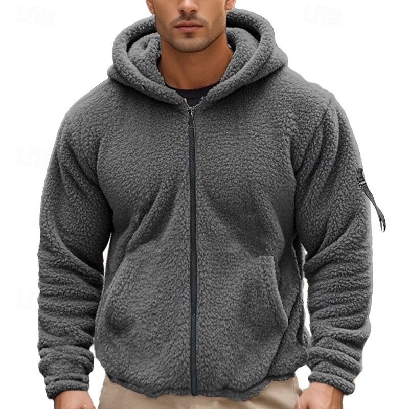 Per uomo Felpa con cappuccio Felpa con zip Felpa con cappuccio in pile Nero Blu marino Cachi Grigio Con Cappuccio Semplice Con zip Sport & Outdoor Casuale Quotidiano Streetwear Cool Abbigliamento del 2025 a $36.99 –P1