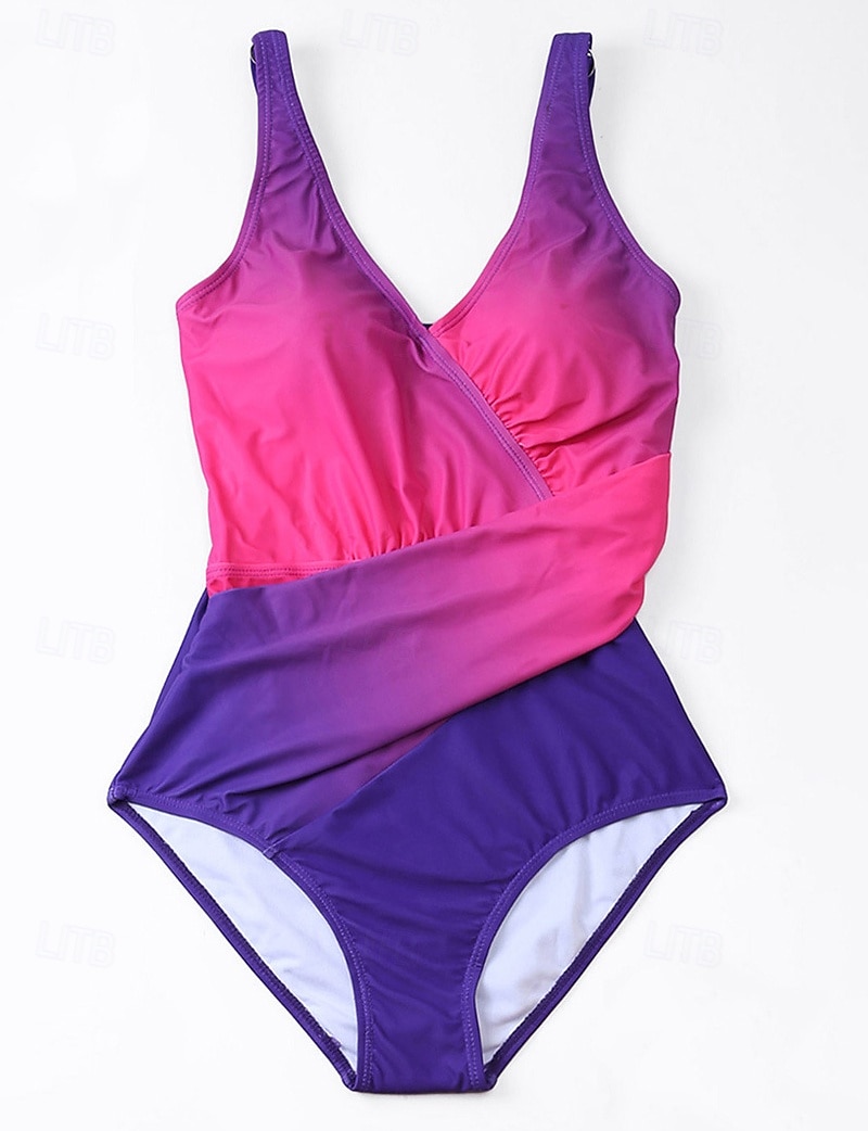 Femmes Grande taille Maillots de Bain Une Pièce Maillots de bain Coquin Maillot de bain Froncé Contrôle du ventre Tenues de plage A Ombre Dégradé de Couleur Sans manches Maillots de bain de 2025 ? $24.99 –P6