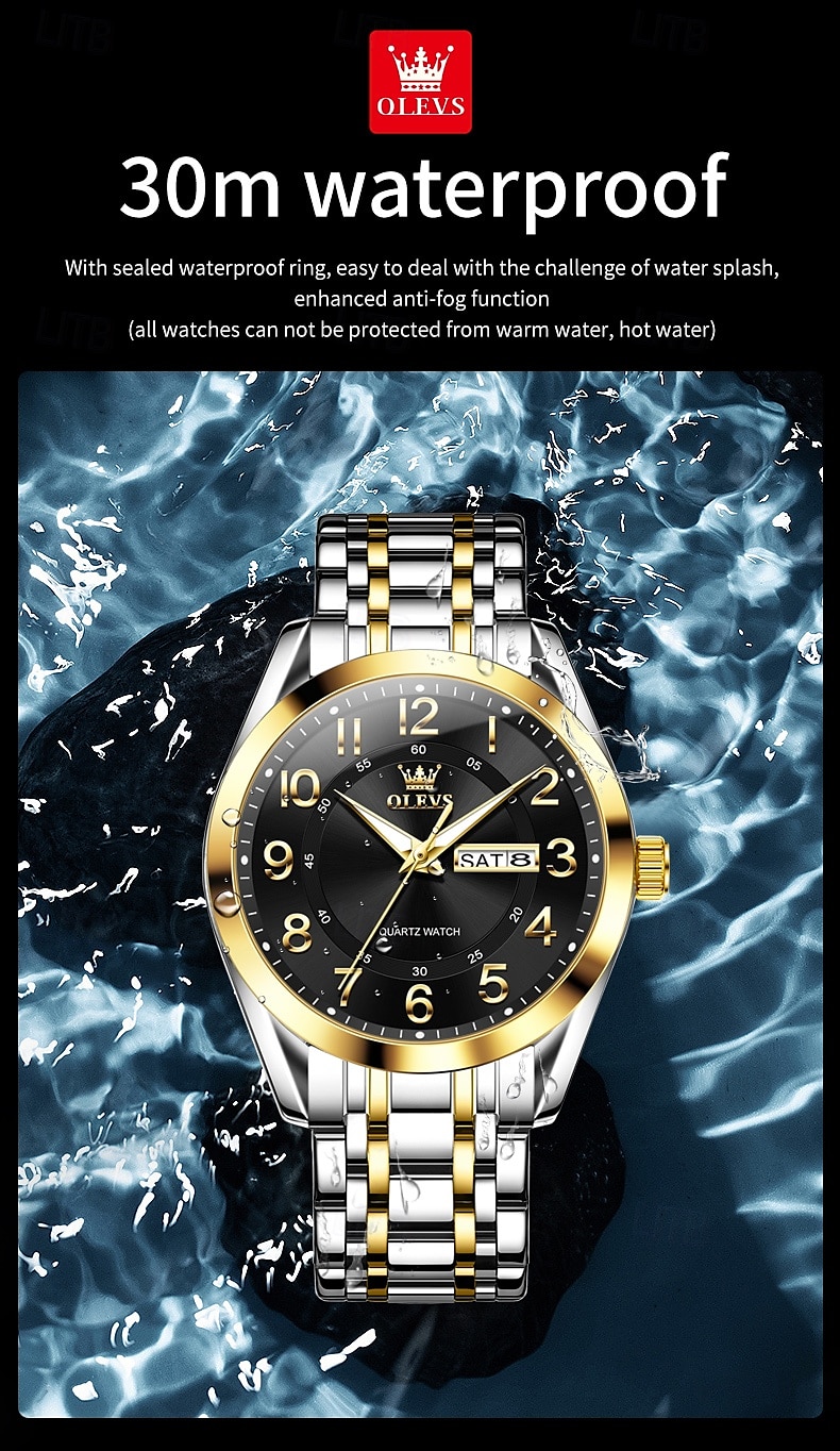 OLEVS 3666 Luxury Man Watch Stainless Steel Waterproof Dual Calendar Classic Large Digital Dial Original Quartz Watches 2025 - $32.99 –P9