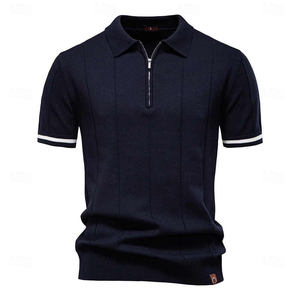 Per uomo Per maschio Tinta unica Strisce verticali Polo Maglione polo lavorato a maglia Manica Corta Collo ripiegato Colletto Polo Zip a un quarto Moderno Formale Lavoro Sport & Outdoor Con zip del 2026 a $29.99 –P4