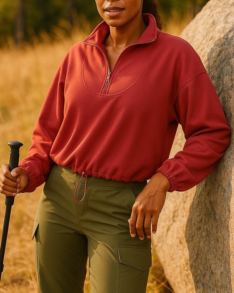 Mujer Sudadera tipo jersey Chaqueta para senderismo Chaqueta deportiva Al aire libre Elástico Trajes de senderismo Ropa de senderismo Otoño Sudadera Algodón Tenis Golf Corriendo Color sólido Violeta 2025 - $38.99 –P1