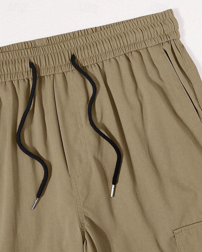 Men's Cargo Pants Trousers Elastic Waist Drawstring Multi Pocket Plain Wearable Outdoor Daily Camping & Hiking Fashion Classic Black Green 2025 - $28.99 –P4