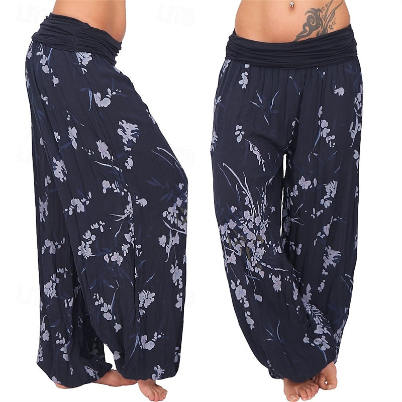Dam Byxor Harem byxor Palazzo byxor Mode Boho Fullängd Medium Midja Mönster Elastisk midja Bekväm Microelastisk Gata Dagliga kläder Utekväll Vit Gul Ljusgrön Rosa Sommar Vår Normal 2025 - $19.99 –P7