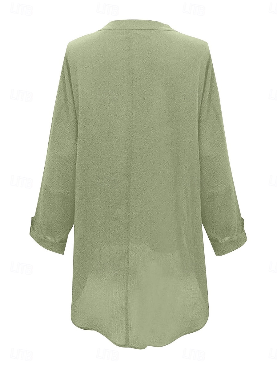 Dames Katoenen linnen overhemden Bloemig Basic Casual Lange mouw Overhemdkraag Normale tops Dagelijks Afdrukken Blozend Roze Marineblauw Fuchsia Groen Zomer Herfst 2025 - $28.99 –P8