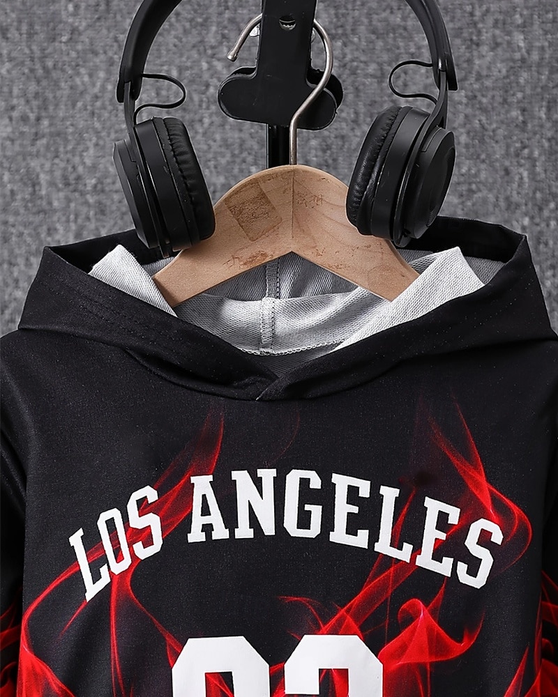 Boys' 3D Graphic Letter Hoodie & Sweatpants Set Sports Suit Tracksuits Long Sleeve Spring Fall Daily Basic Casual Kids 4-12 Years Hooded Outdoor Vacation Sports Tailored Fit 2025 - $26.99 –P9