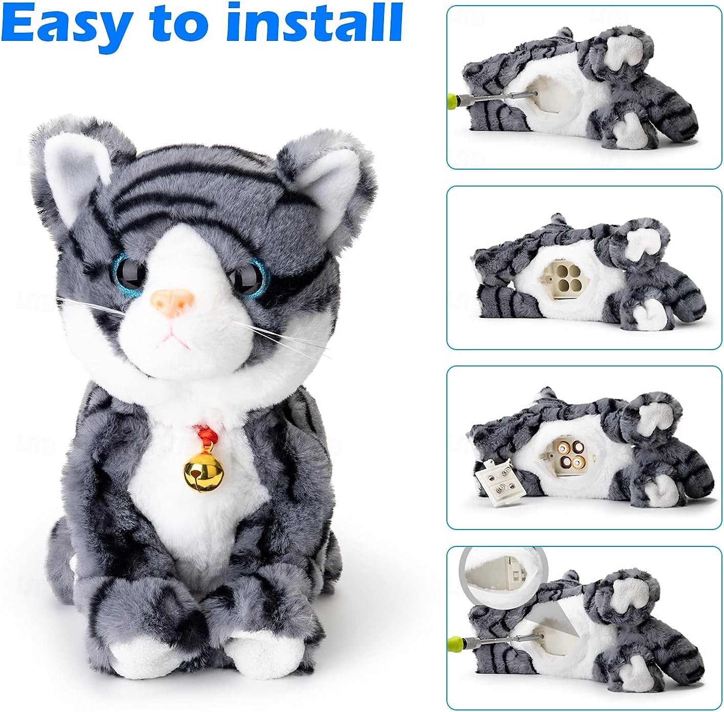 Interactief elektronisch knuffeldier - upgrade met led-licht, ogen, geanimeerde geluidsbesturing, elektronische huisdierenrobot, kat, kitten, speelgoed, cadeaus voor jongens &meisjes kinderverjaardag 2025 - $42.99 –P15