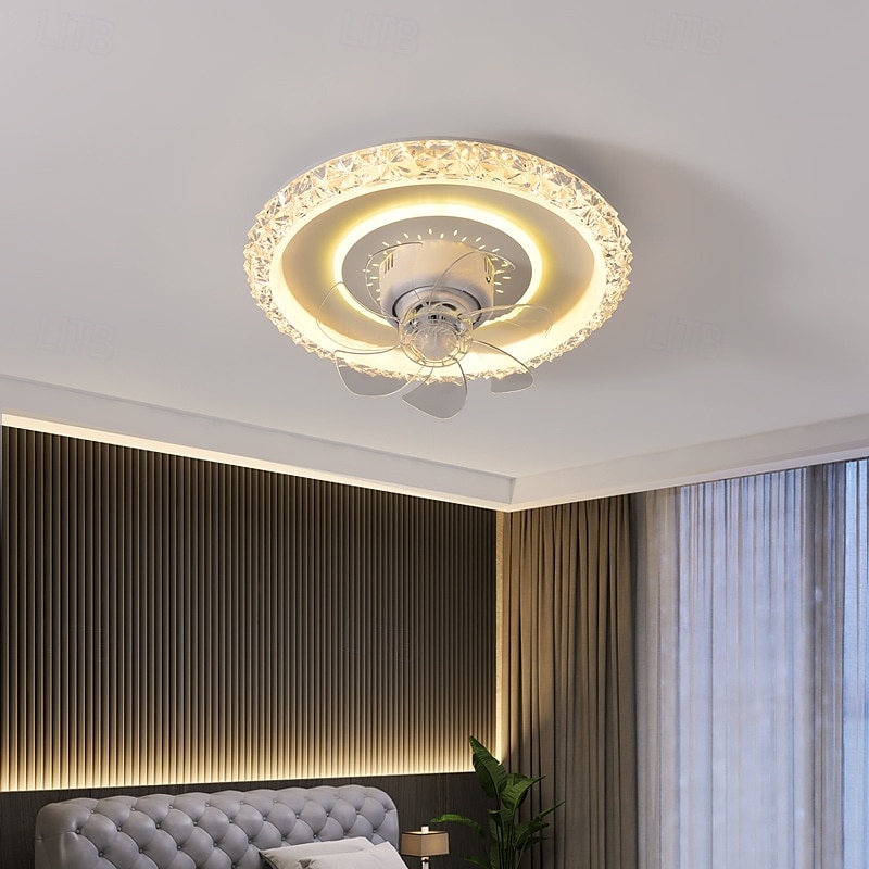 plafondventilator met verlichting ronde ventilatorlamp met afstandsbediening led hanglamp ventilator voor woonkamer eetkamer plafondlamp 2025 - $236.19 –P11