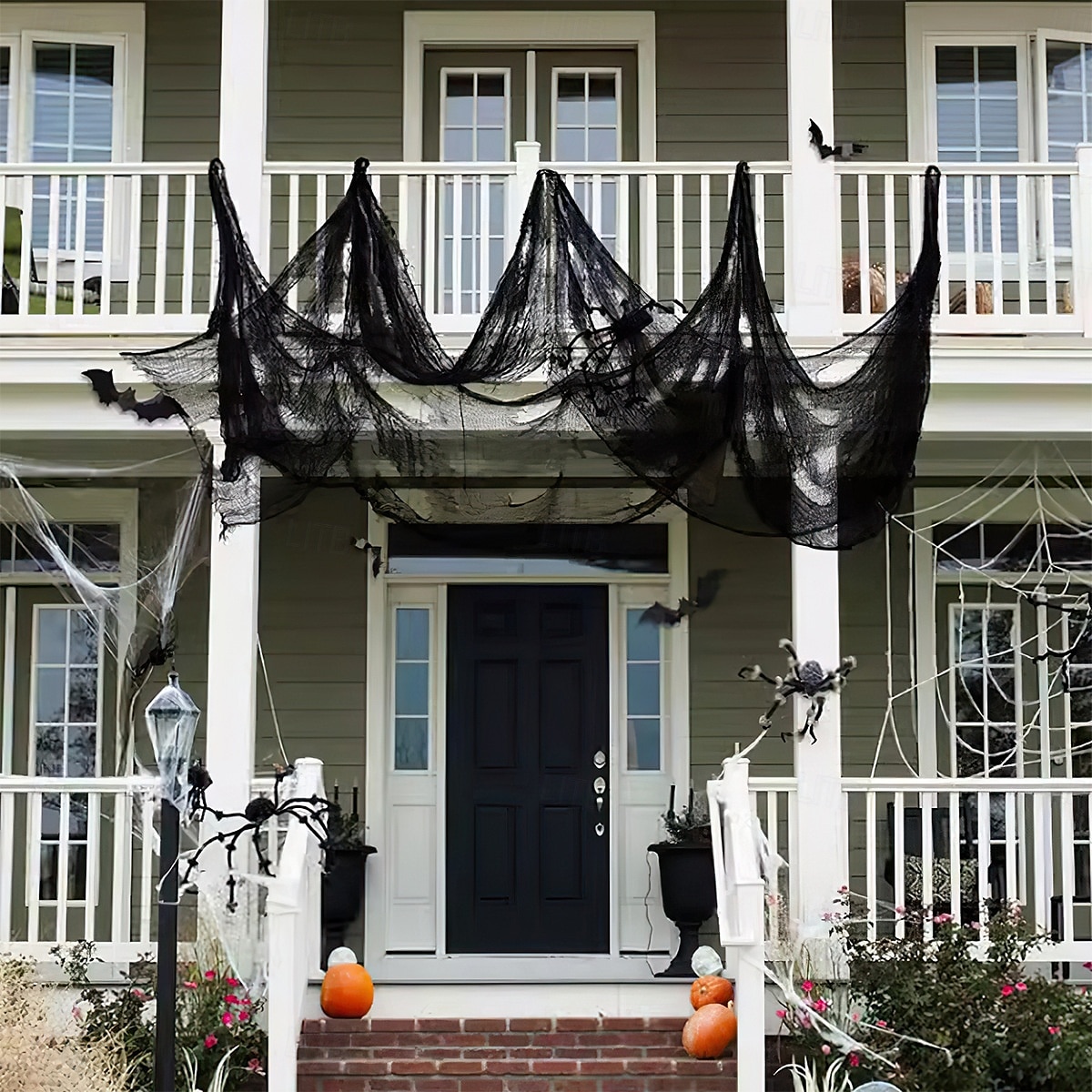 Halloween Door Cover Front Door Curtain Decoration, Halloween Broomstick Bats Flying Jagged Bottom Display 2025 - $4.99 –P7