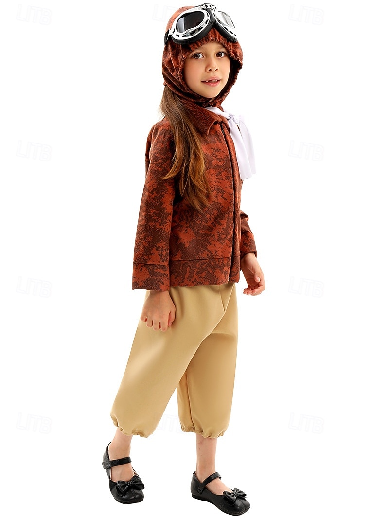 Karnevalskostyme STEM-dagen Karriererollespill Kjoler Drakter Kostume Pilot Pilotbriller Cosplay Barne Jente Halloween Karneval Ytelse Pedagogisk utkledning Kle deg ut på skolearrangementet Kle deg 2026 - $41.99 –P5