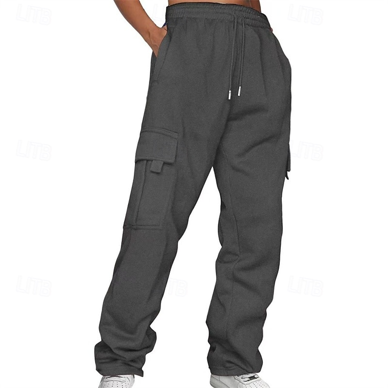 Men's Athletic Pants Sweatpants Trousers Pocket Drawstring Elastic Waist Plain Comfort Sports Outdoor Daily Fashion Casual Light Khaki Black Micro-elastic 2025 - zł69.99 –P8