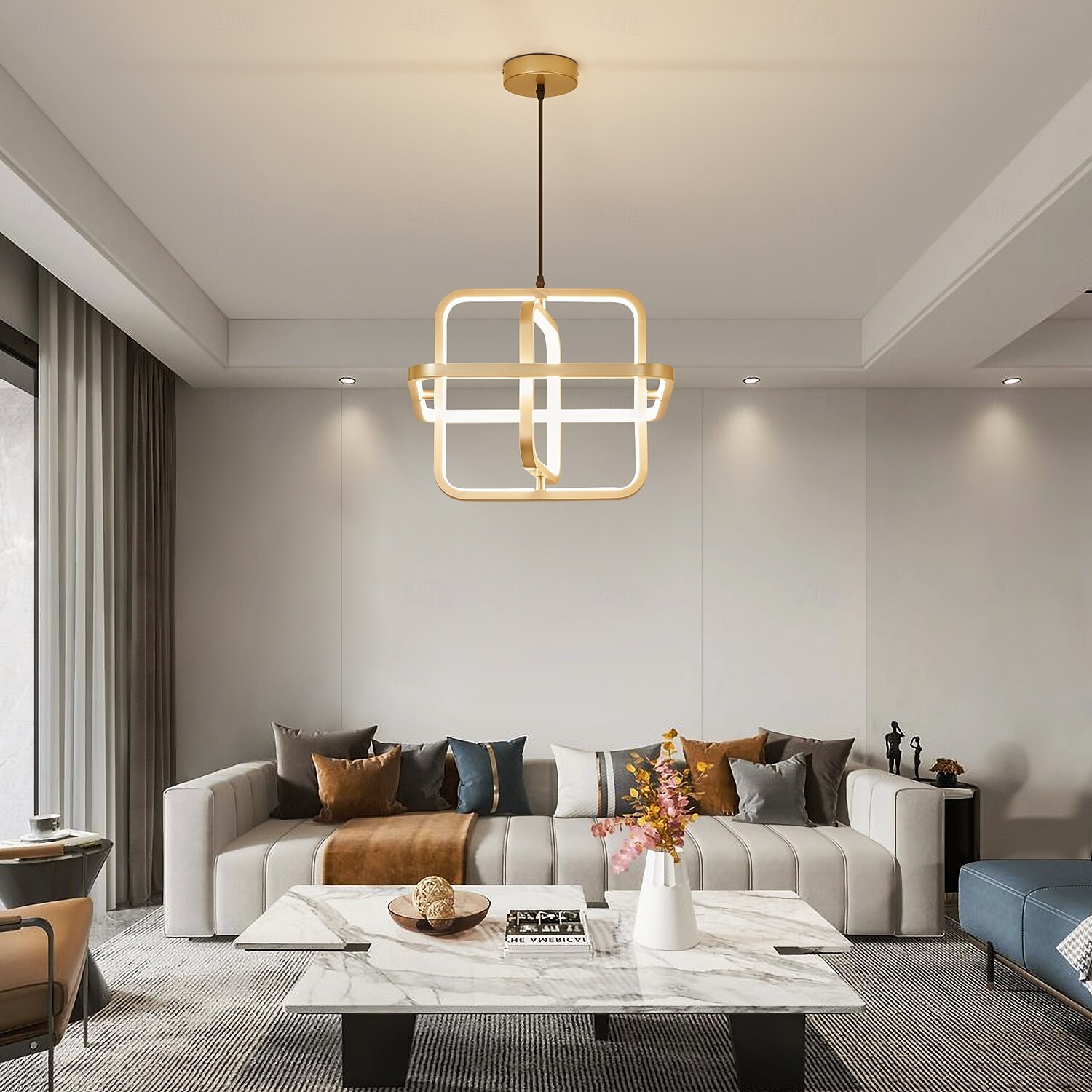 Square LED Pendant Lamp Restaurant Office 350° Rotation Pendant Light Modern Minimalist 40 Watt Industrial Style Hanging Lamps Gold for Restaurant Bar Kitchen Dining Room Atmosphere 2025 - $299.99 –P5