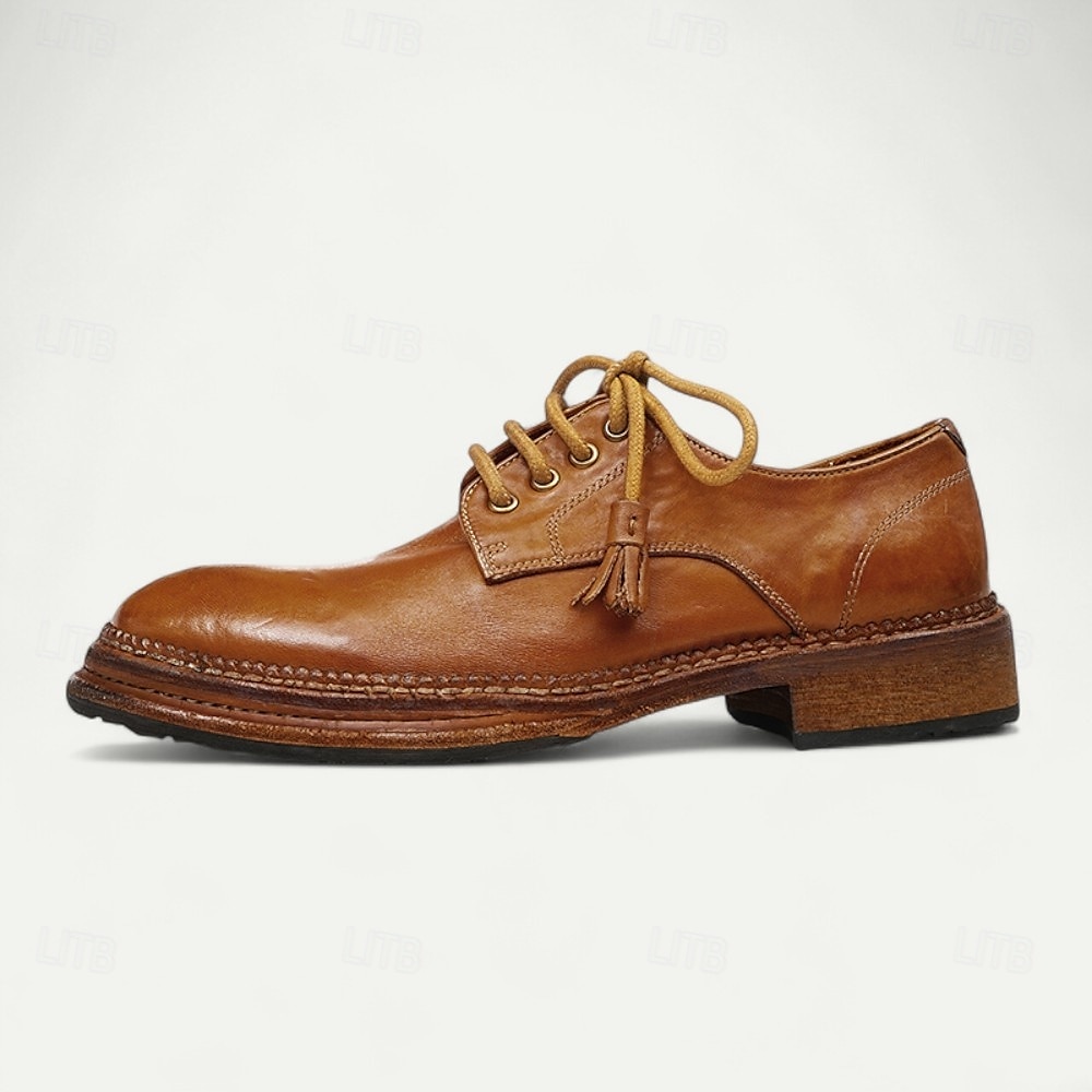 Herrloafers i brunt läder med mockasiner, tofsdetalj och Goodyear-randsydda detaljer – bekväma och eleganta skor för både vardagliga och semiformella tillfällen 2025 - $229.99 –P5