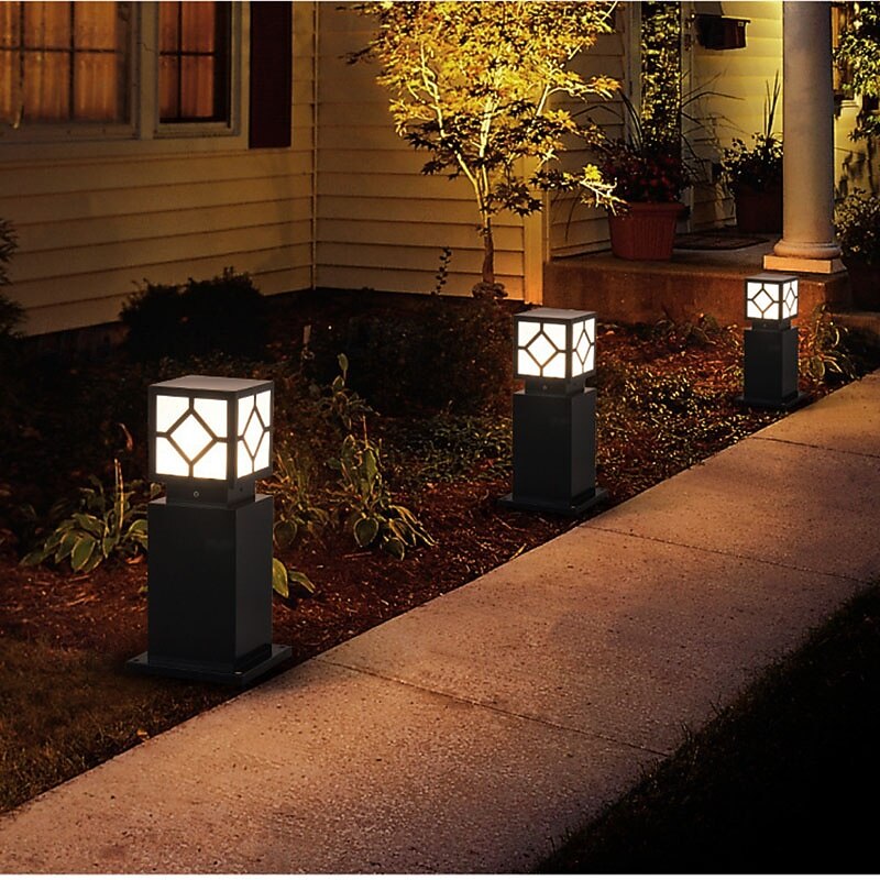 Lámpara de poste para exteriores, moderna lámpara de columna para entrada de patio, carcasa de metal, 110-240 V, 5 W 2025 - $160.99 –P6