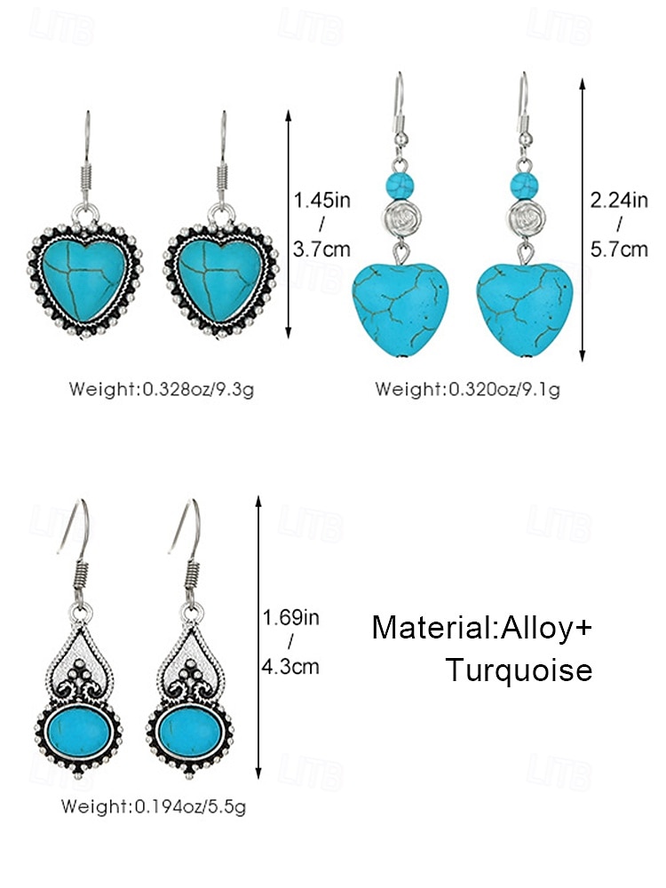 Cercei boho cu inimă turcoaz pentru femei – accente vintage din argint, design cu pietre naturale pentru femei cu spirit liber, ideali pentru festivaluri de muzică, ieșiri casual și cadouri 2026 - $9.99 –P8
