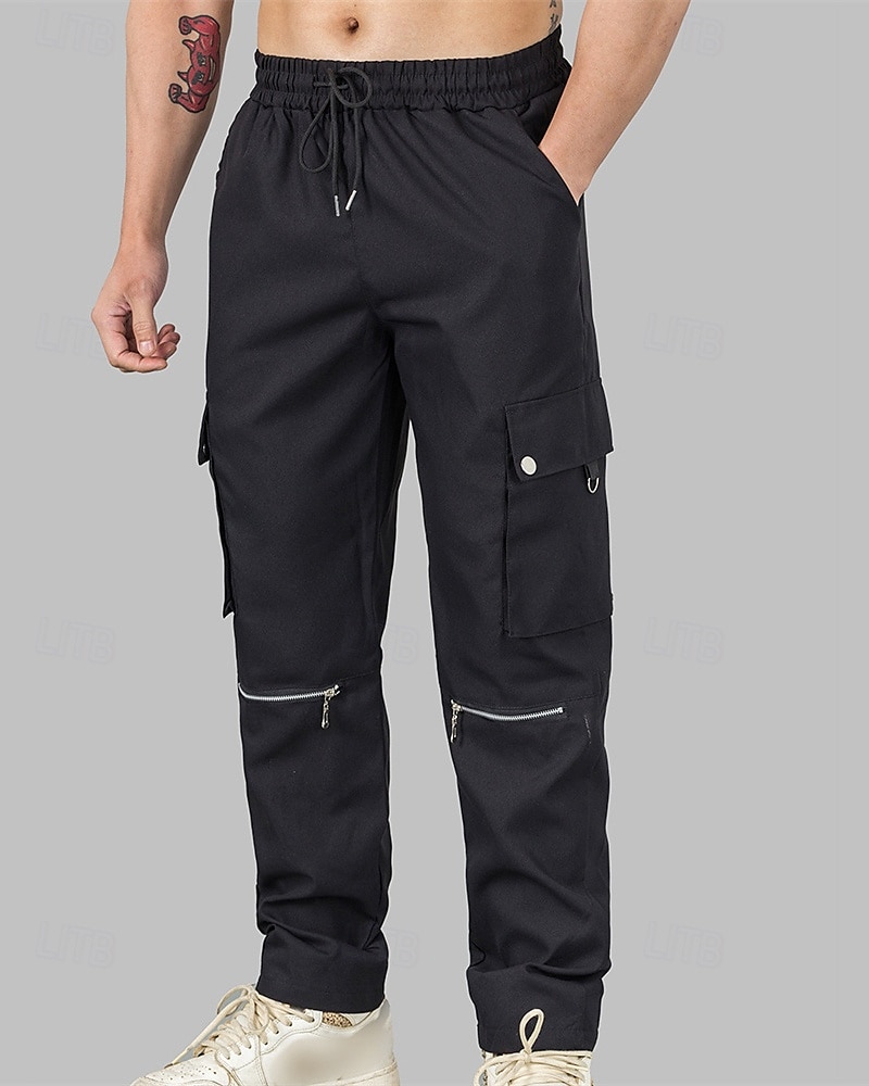 Men's Cargo Pants Trousers Drawstring Elastic Waist Multi Pocket Plain Wearable Outdoor Daily Camping & Hiking Fashion Classic Black Brown 2025 - $20.99 –P2