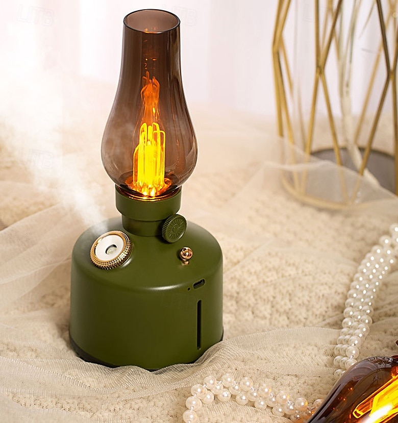 1 umidificatore vintage a lampada a cherosene, capacità 260 ml, silenzioso, con 2 impostazioni di nebulizzazione, luce notturna con oscuramento continuo per la camera da letto di casa del 2025 a $27.99 –P11