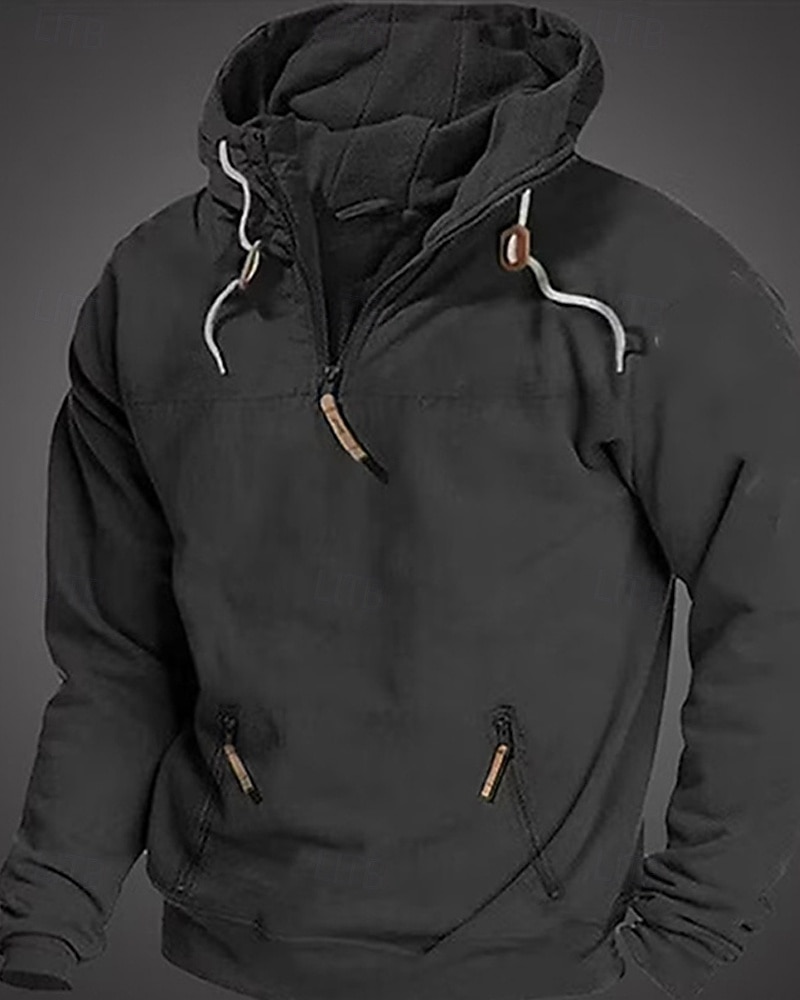 Homens Moletom Quarter Zipper Hoodie Preto Verde Tropa Azul Marinha Camelo Com Capuz Tecido Zíper Bolsos Desportos e Ar livre Diário Feriado Poliéster Roupa de rua Básico Casual Primavera Outono Roupa de 2026 por $28.99 –P3