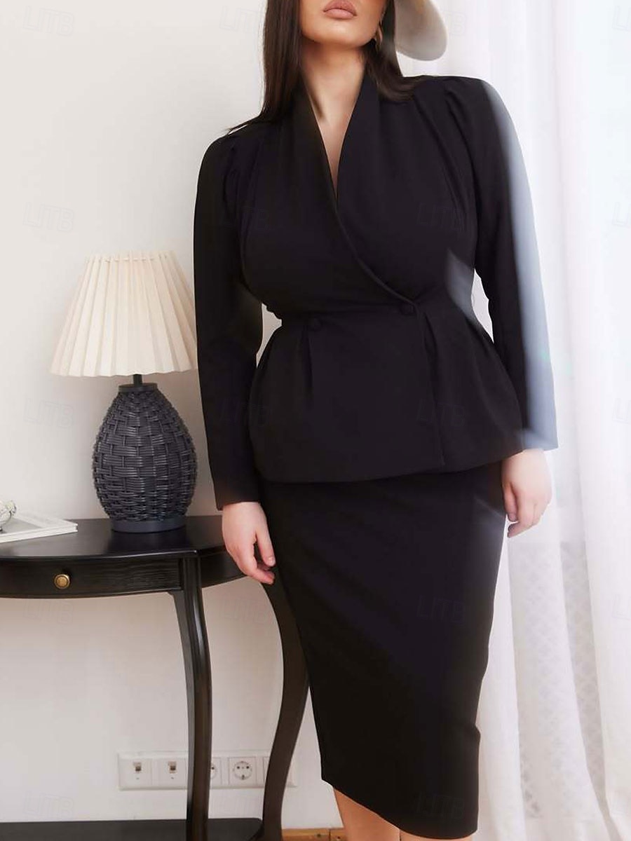 Ensembles de Robes Robe Mère de la Mariée Formelle Invitée de Mariage Élégante Col en V Longueur au Sol Polyester Manches Longues avec Boutons de 2025 ? $179.99 –P10