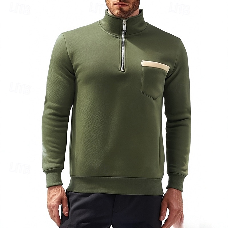Męskie Bluza na zamek Bluza z kapturem Taktyczna Czarny Zieleń wojskowa Czerwony Granatowy Jasnoszary Stójka Równina Przednia kieszeń Quarter Zip Sport i turystyka Codzienny Święto Moda miejska 2025 - $23.99 –P2