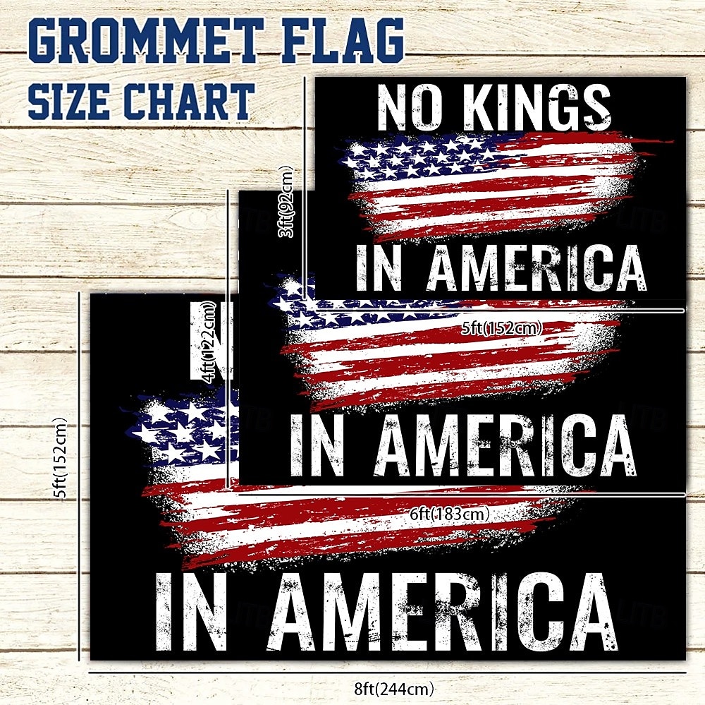 Nessun re protesta all'aperto al chiuso con occhielli bandiera americana casa cortile giardino decorazioni festa striscione cartello del 2026 a $12.99 –P6