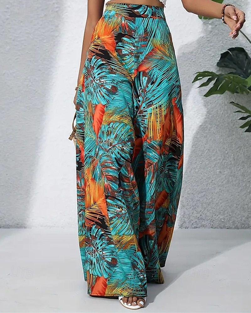 Per donna Gamba larga Pantaloni Casual Boho Lunghezza intera Vita Alta Piante Tasca Design con Coulisse Elastica Traspirabilità Morbido Micro-elastico Vacanza Streetwear Abbigliamento quotidiano del 2025 a $17.99 –P16