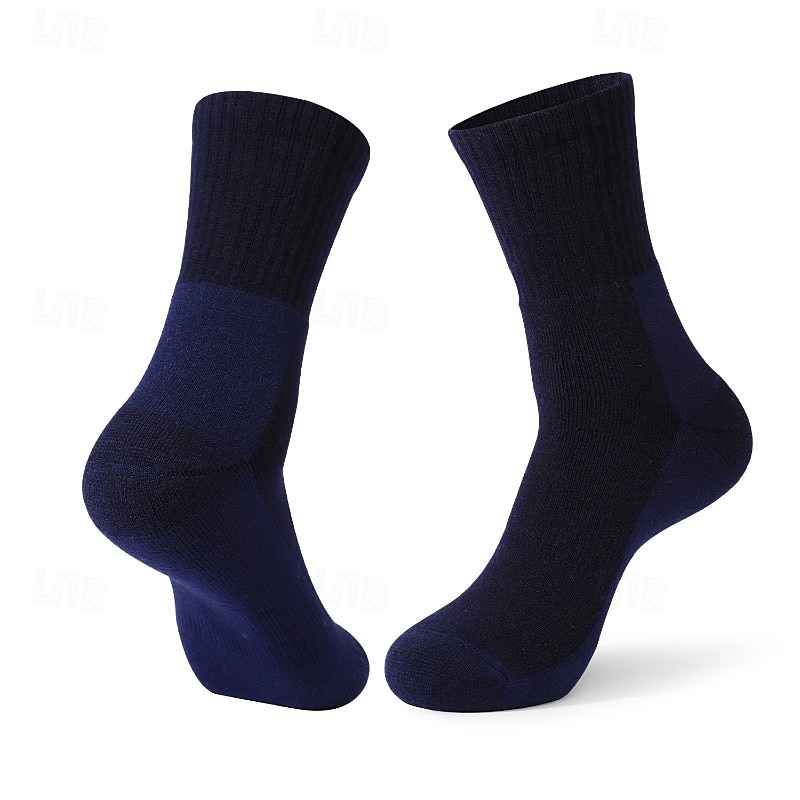 1 Pair Women's merino wool socks Hiking Socks Running Socks Sports Socks Thermal Warm Breathable Anti Blister Sweat-Wicking Winter Outdoor ankle Patchwork Wool Dark Grey Black Army Green for Running 2026 - $16.49 –P5
