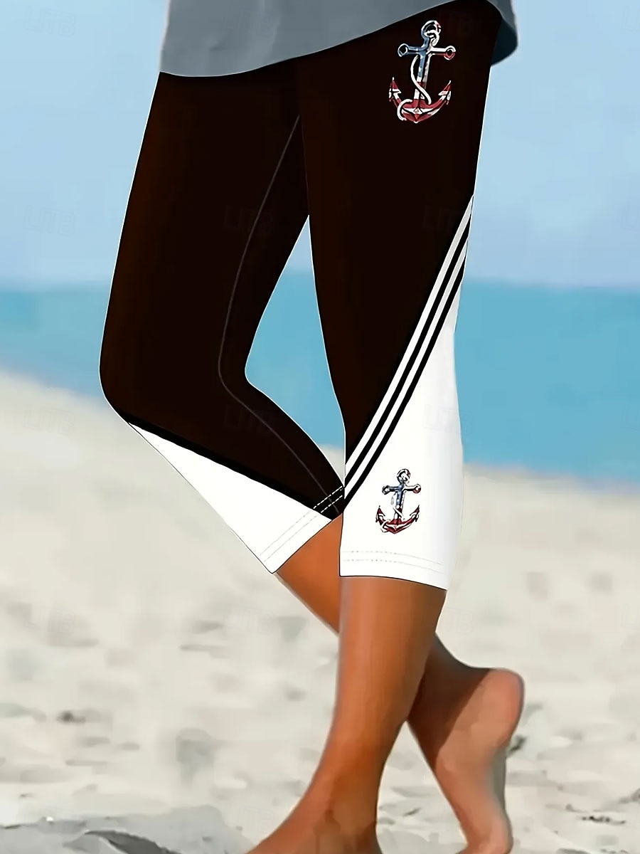 Women's Leggings Vacation Vintage Fashion Capris High Waist Graphic Printing Breathable Soft Stretchy Formal Outdoor Vacation Black Red Blue Green Summer Spring Slim Fit 2025 - $18.99 –P4