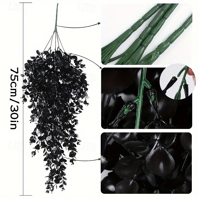 2/4 mazzi di piante artificiali di Halloween, foglie di eucalipto finte, finte piante verdi in plastica per esterni, per pareti, casa, stanza, patio, interni, mensole, ufficio, decorazioni del 2025 a $9.49 –P3