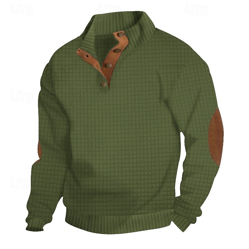 Homme Sweat-shirt gaufré Sweat à capuche boutonné Noir Blanche Vert Véronèse Kaki Gris Col montant Bloc de Couleur Quart de zip Texturé Sport & Loisir Occasionnel Quotidien Streetwear Frais Vêtements de 2026 ? $24.99 –P4