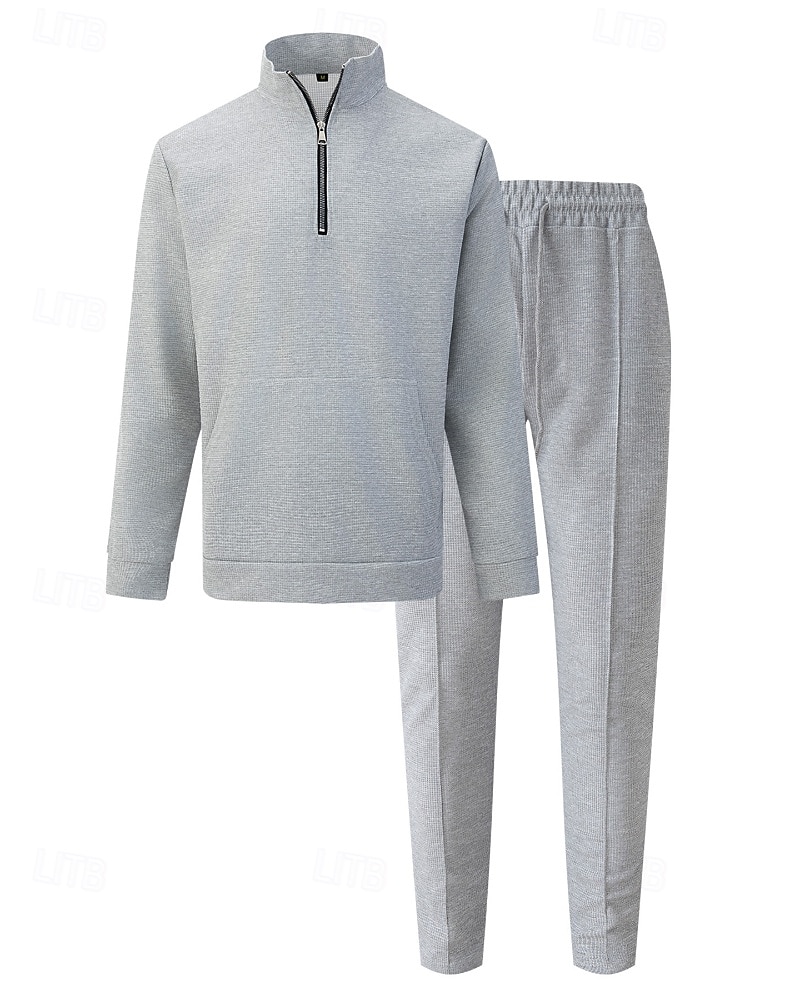 Per uomo Tuta da Ginnastica Pantaloni da Tuta Pista superiore Tasca con cerniera Tinta unita Completo Abbigliamento Autunno Nero Bianco Palestra Athleisure Corsa Antivento Manica Lunga Sport del 2026 a $44.99 –P6