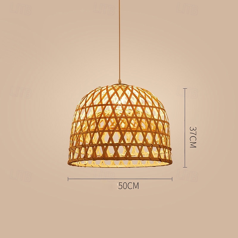Suspension dôme en rotin de chanvre naturel, luminaire suspendu en osier tressé moderne pour couloir, salle à manger, lampe suspendue en cloche à nervures en rotin tressé ouvert de 2025 ? $126.99 –P5