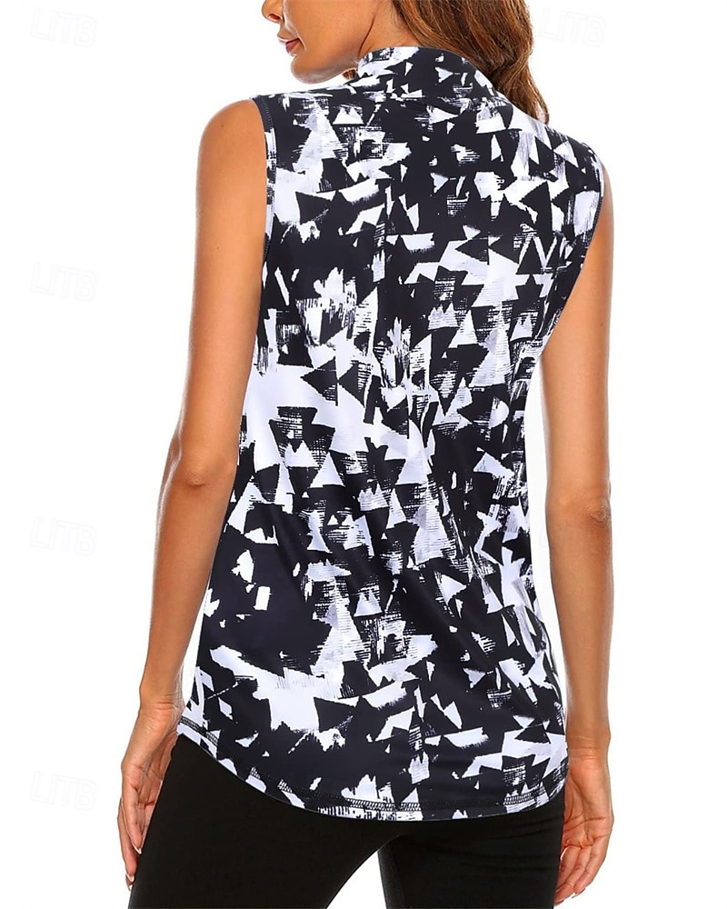 Per donna Grafico Geometrico Maglietta sportiva Polo da golf Maglia da tennis Senza Maniche Cerniera Alta elasticità Traspirante Tennis Golf Pickleball Collo ripiegato Collo con zip Maglietta Top del 2026 a $22.99 –P4