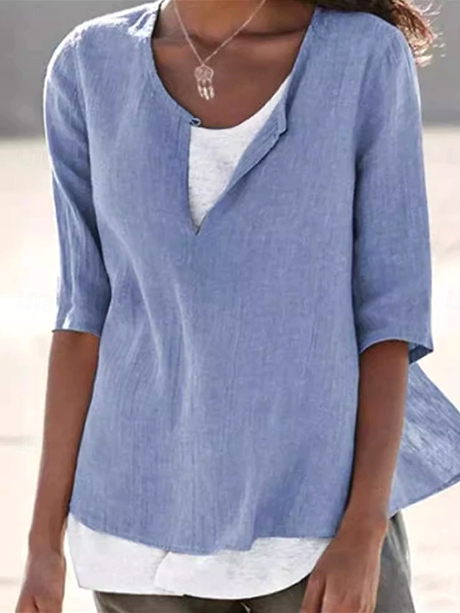 Damen Hemd Einfarbig Einfach Täglich Lässig Kurzarm V Ausschnitt Einkerbiger Ausschnitt Crop Tops Täglich Ferien Strandbekleidung Erröten Sie Rosa Schwarz Weiß Gelb Himmelblau Sommer Frühling Herbst 2025 - $16.99 –P3