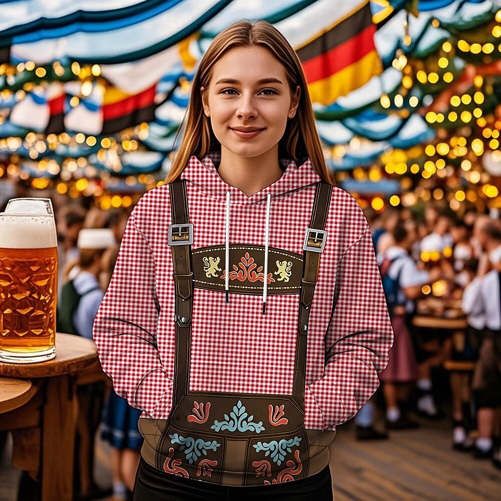 Hoodie Print Casual Bavarian Bishop Sleeve Front Pocket Graphic for Women's Adults' 3D Print  for Carnival Oktoberfest Beer Vacation Party 2026 - $32.99 –P4