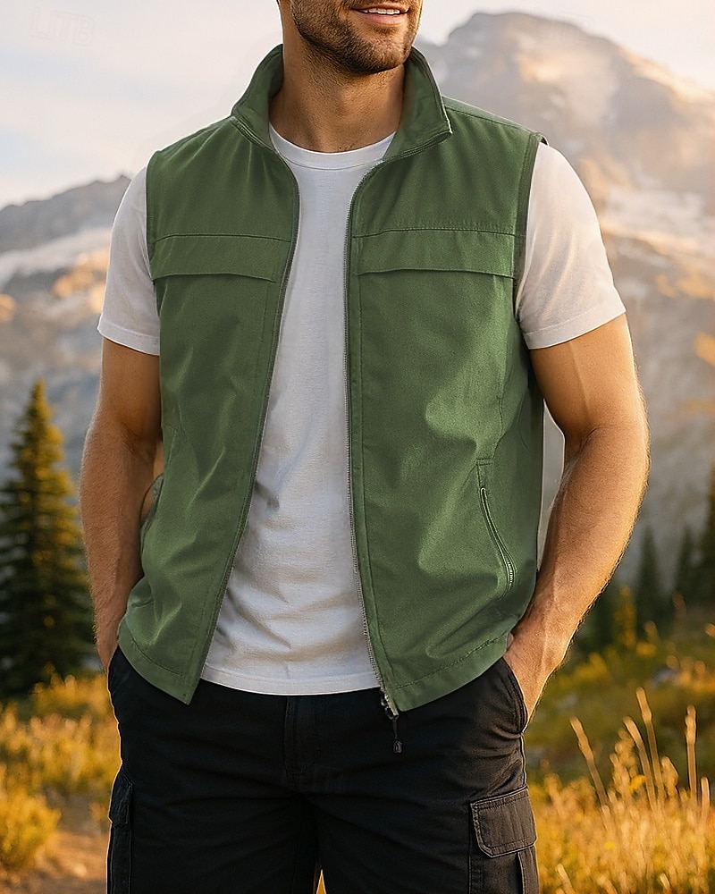 Men's Hiking Vest Sleeveless Vest Outdoor Breathable Lightweight Zipper Chinlon Black Army Green Red Hunting Fishing Climbing 2025 - $32.99 –P4