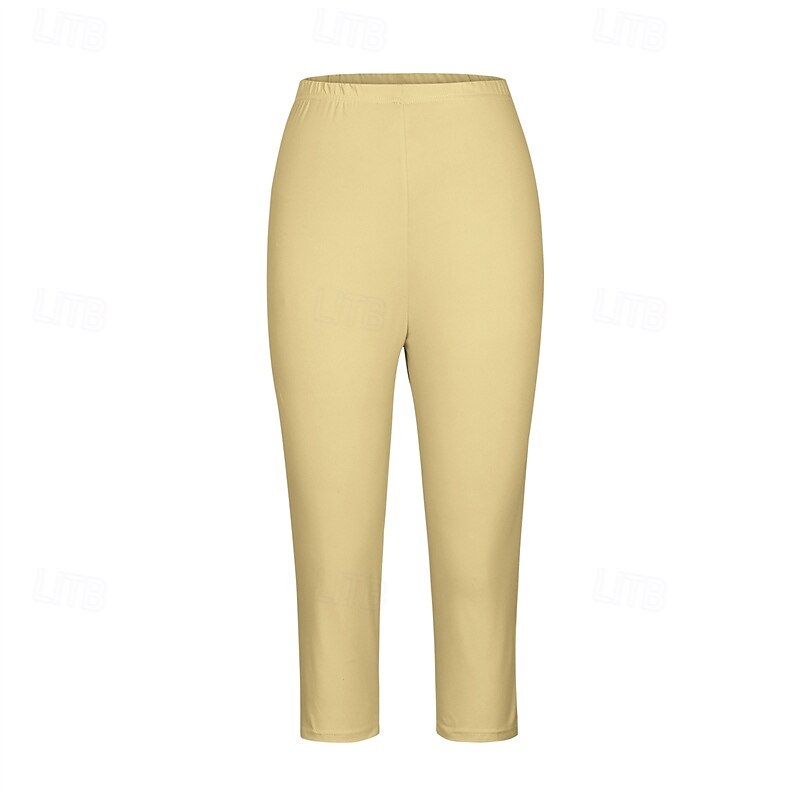 Mulheres Calças Capri Leggings Moda Casual Comprimento da panturrilha Cintura Média Tecido Cintura elástica Confortável Respirabilidade Com Stretch Férias Rua Roupa Diária Amarelo Claro Vinho de 2025 por $15.99 –P2