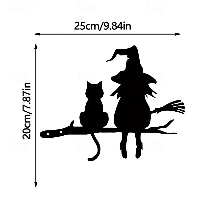 Decoração de jardim de Halloween com silhueta de metal, bruxa fofa e gato, estaca de jardim de metal à prova d'água, decoração de arte de jardim ao ar livre de Halloween de 2026 por $12.49 –P6