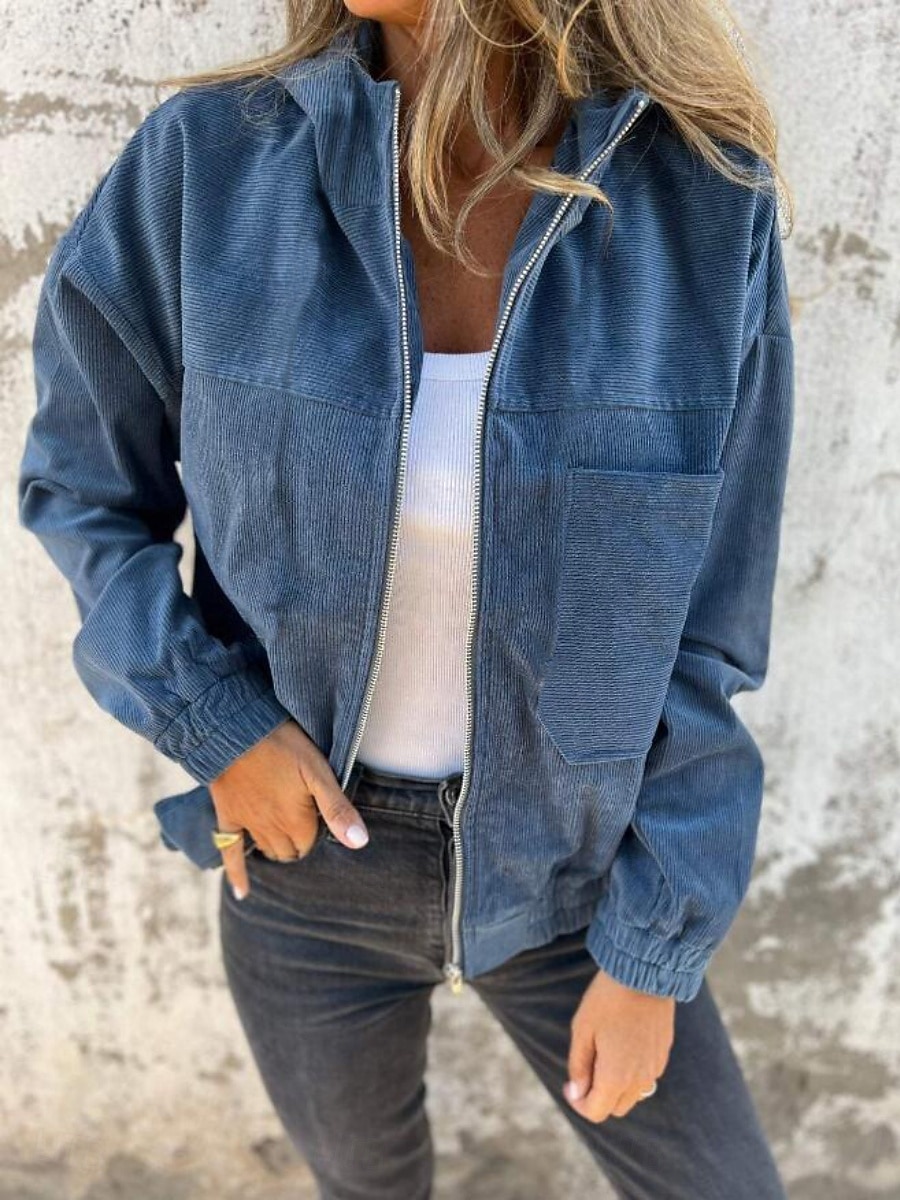 Mulheres Jaqueta casual Casaco com capuz Confortável Respirável Zíper Bolsos Simples Casual Tecido Férias Rua Casual Roupa Diária Zíper Padrão Com Capuz Normal Manga Longa agasalhos Preto Branco Rosa de 2025 por $39.99 –P3
