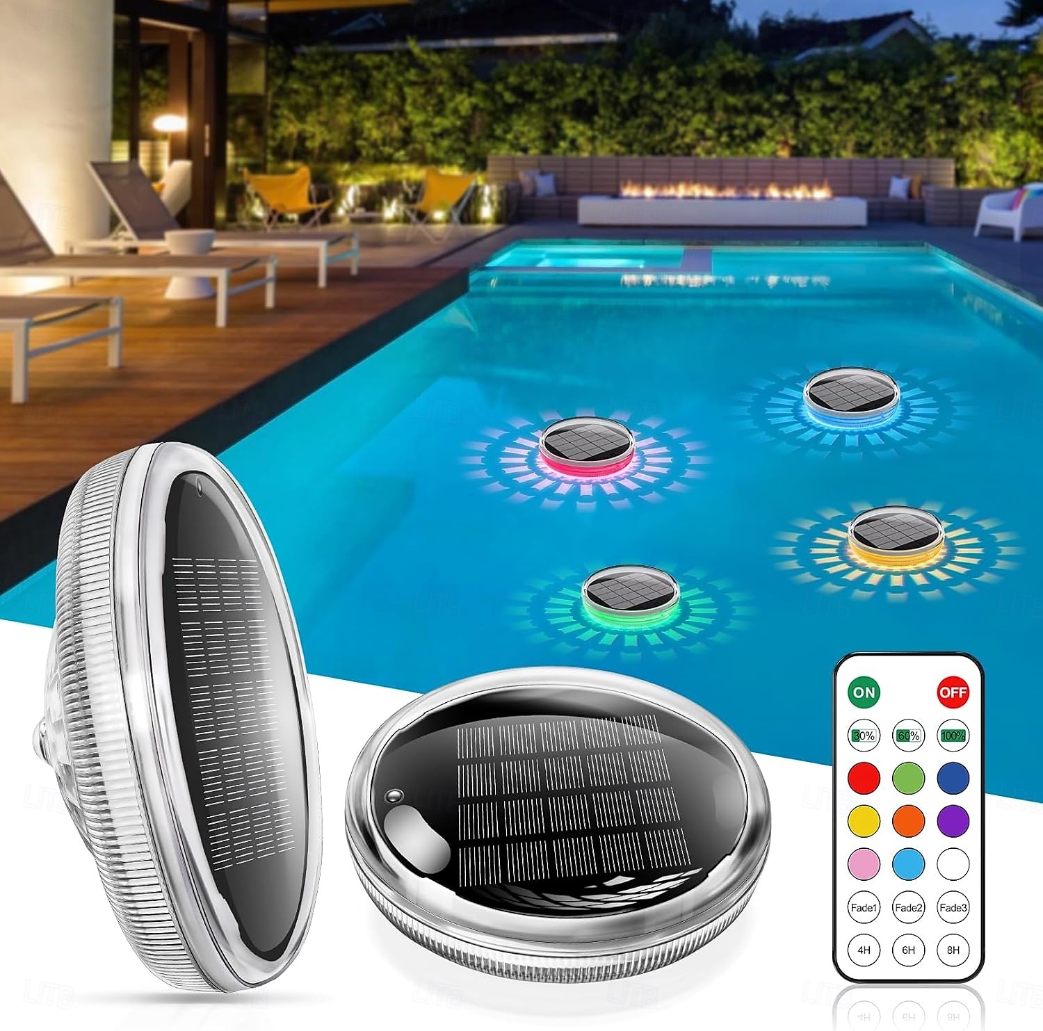 Solar Rechargeable Floating Pool Lights That Float with Remote Control 9 Lighting Timing Mode Waterproof for Inground Pool Bathroom Bathtub Pool Party 2025 - $46.76 –P2