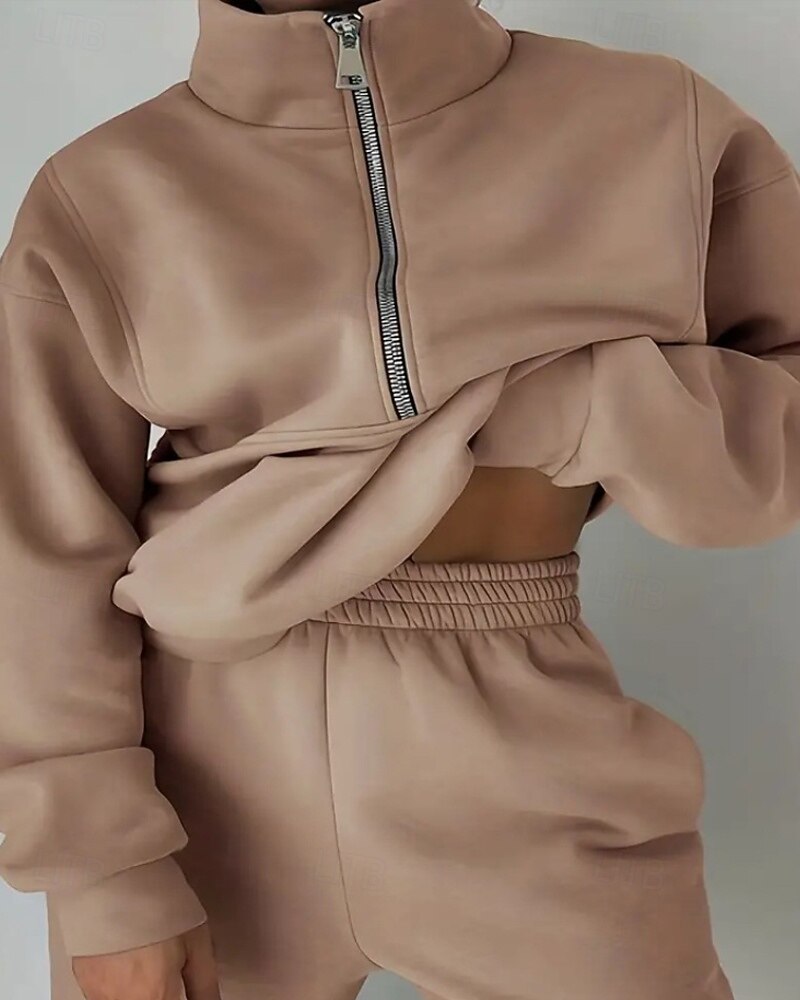 Damskie Spodnie dresowe Dres polarowy Góra ścieżki Zamek 2-częściowa Solidne kolory Rozpinana bluza i spodnie dresowe Zestawy odzież Jesień Leśna zieleń Granatowy Siłownia Sportowy Bieganie Keep Warm 2026 - $31.99 –P1