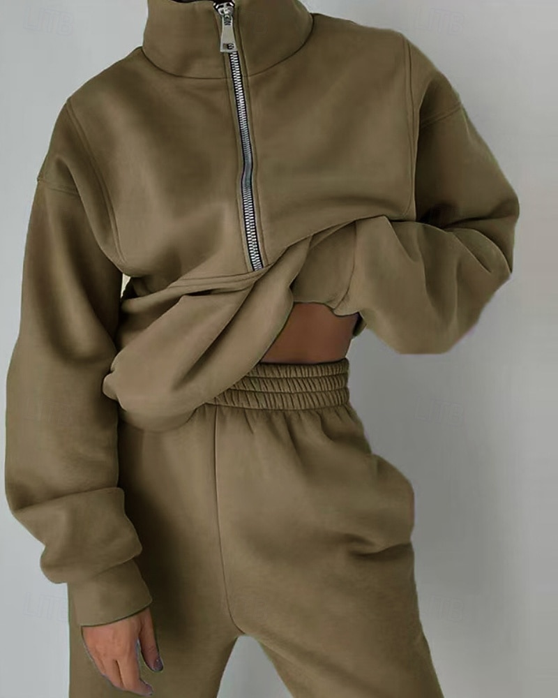 Damskie Spodnie dresowe Dres polarowy Góra ścieżki Zamek 2-częściowa Solidne kolory Rozpinana bluza i spodnie dresowe Zestawy odzież Jesień Leśna zieleń Granatowy Siłownia Sportowy Bieganie Keep Warm 2026 - $31.99 –P10